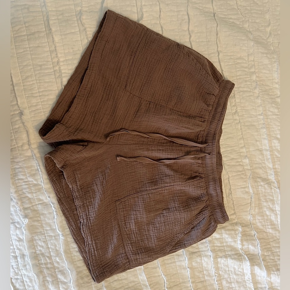 bobi Los Angeles; Gauze Elastic Shorts; Color: Light Brown; Size: Medium